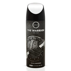 Armaf Warrior deodorant spray 200ml bottle with sleek black packaging and spray nozzle, designed for men’s freshness.