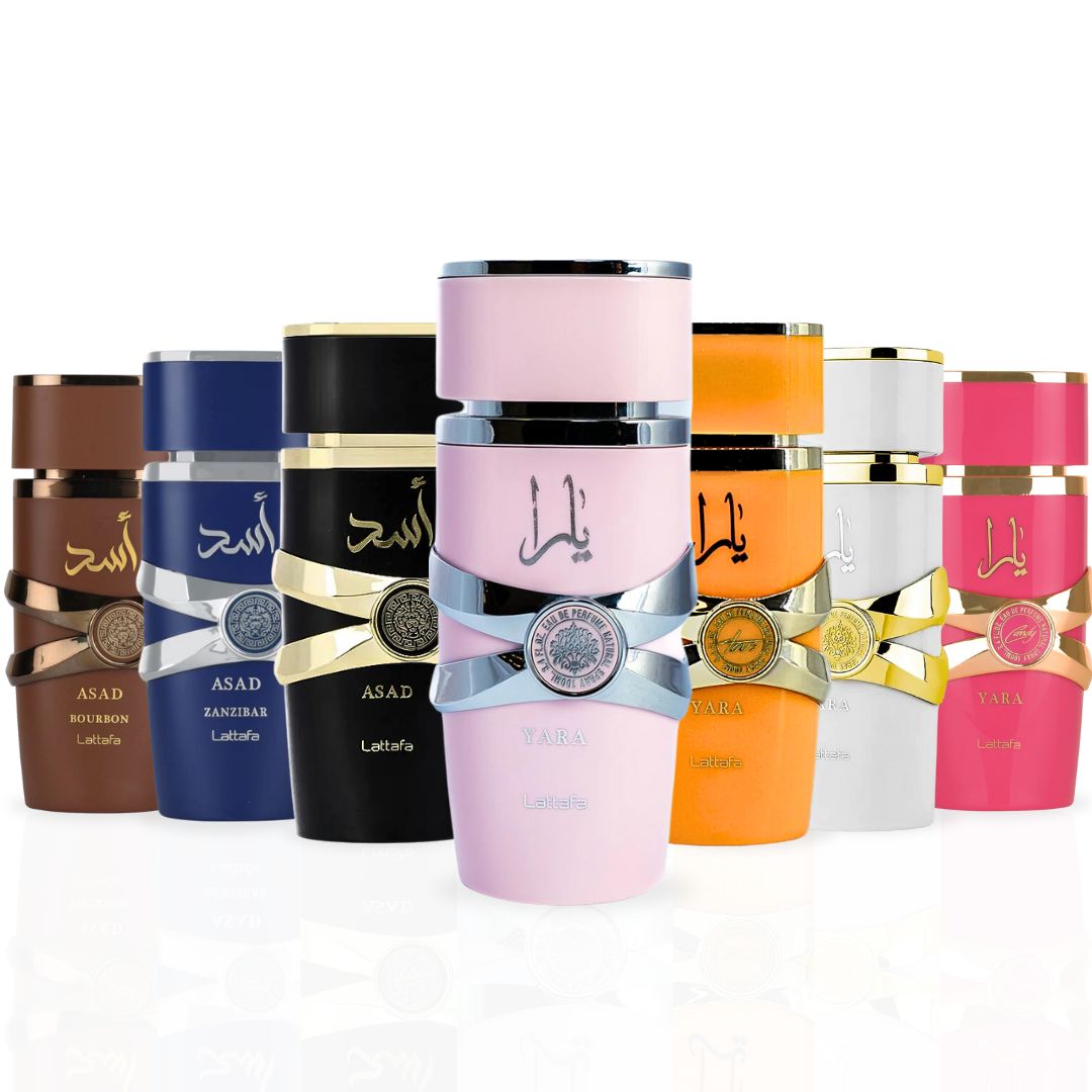 Yara, Yara Candy, Yara Moi, Yara Tous, Asad, Asad Zanzibar & Asad Bourbon EDP Sprays 100ML (3.4 OZ) By Lattafa | Long Lasting, Exotic, Exquisite, Signature Scents. (SIGNATURE COLLECTION)