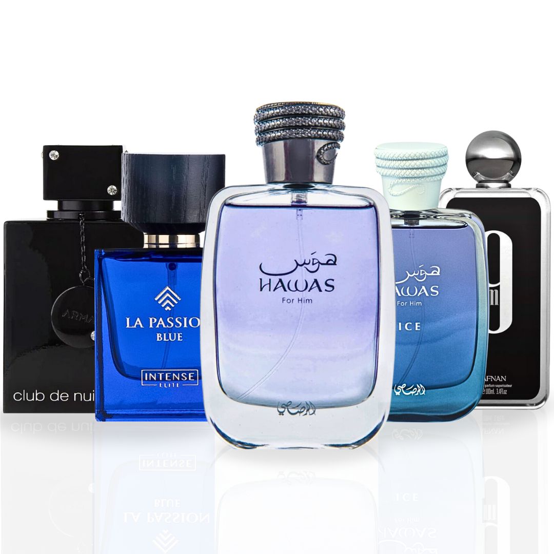 Hawas, Hawas Ice, 9PM, Club De Nuit Intense, La Passion Blue - Eau De Parfum Sprays for Men | Long Lasting, Refreshing, Aquatic, Luxurious Masculine Scents. (COLLECTION FOR MEN)