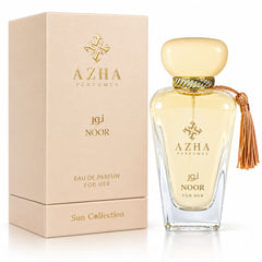 Noor Eau de Parfum Spray by AZHA, 100ml bottle with elegant design, showcasing the luxurious fragrance packaging.