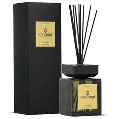 INTENSE OUD Reed Diffuser, Oud Rose – 1000ml (35.1 oz) – Fragrance for Up to 90 Days – Reusable, Refillable Glass Holder, Includes 6 All-Natural Reed Sticks - Intense Oud