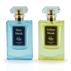 Blue Musk & Yellow Musk - Water Perfume Sprays 30ML (1.01 OZ) By Hamidi | Indulge in the Vibrant & Refreshing Aroma. (PREMIUM BUNDLE)