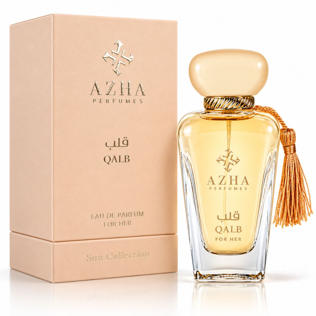 Azha Qalb Eau de Parfum spray 100ml bottle, elegant fragrance packaging with a sleek design.