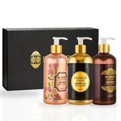 3PCS Luxury Body Lotion Trio Gift Set Magnetic Box By Hamidi | Ultra Moisturizing, Skin-Nourishing, Replenishes Dry Skin. (Pack of 3)