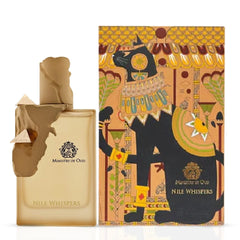 Paris Corner Ministry of Oud Nile Whispers Eau de Parfum spray bottle, 100ml, elegant design with gold accents.