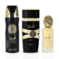 Asad Gift Set EDP Spray - 100ML, Hair Mist - 50ML, Perfumed Spray 200ML | Gift Set By Lattafa