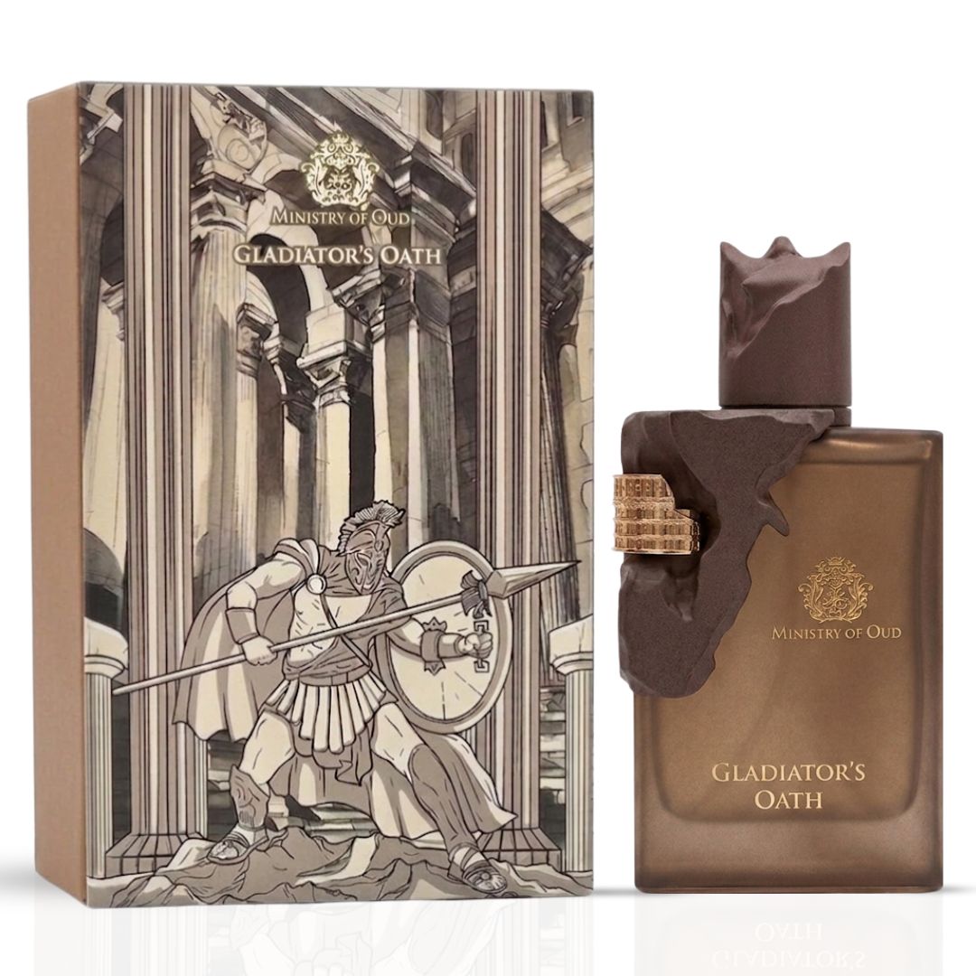 Paris Corner Ministry of Oud Gladiators Oath Eau de Parfum spray 100ml with elegant bottle and intricate design.
