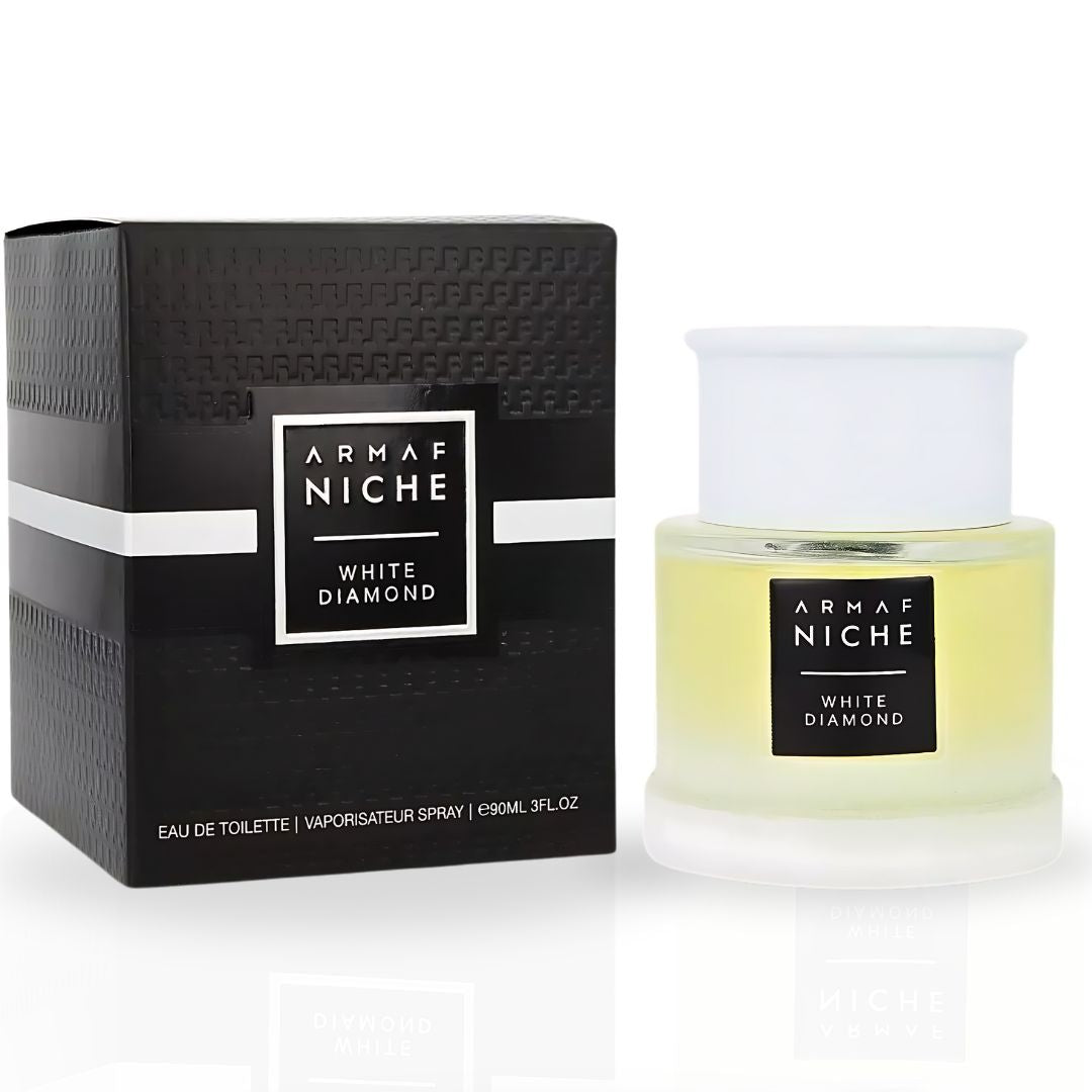 Niche White Diamond For Men EDT Spray 90ML (3 OZ) By Armaf | Long Lasting, Refreshing, Exotic Florals, Woody Undertones.