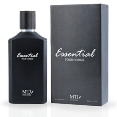 Essential Pour Homme EDP Spray 100ML (3.4OZ) by MTJ | Long Lasting, Spicy, Citrusy, Leathery, Luxurious Masculine Scent.