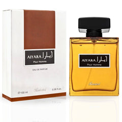 Aiyara Pour Homme EDP Spray 100ML (3.38 OZ) by Rasasi | Long Lasting, Spicy, Woody, Sweet, Luxurious Masculine Scent.