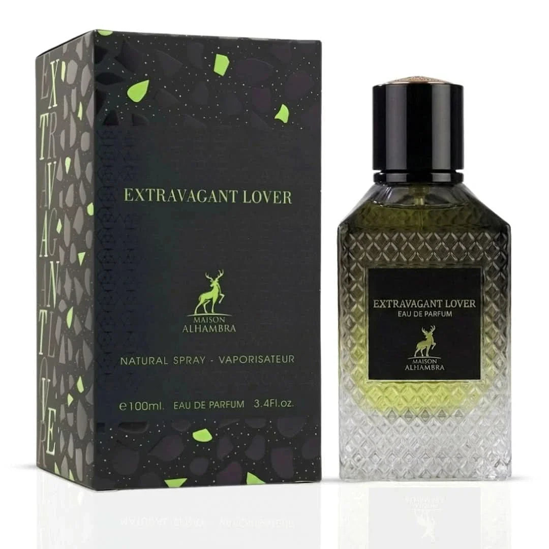 Maison Alhambra Extravagant Lover Eau de Parfum spray 100ml with elegant bottle, showcasing luxurious packaging and design.