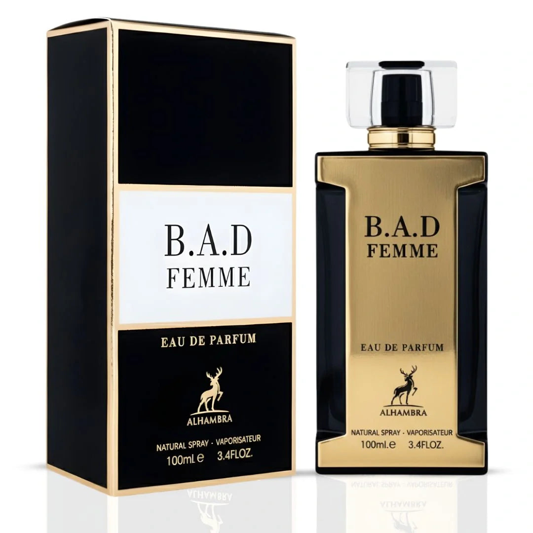 B.A.D. Femme Eau de Parfum Spray 100ml (3.4 oz) by Maison Alhambra - Intense Oud