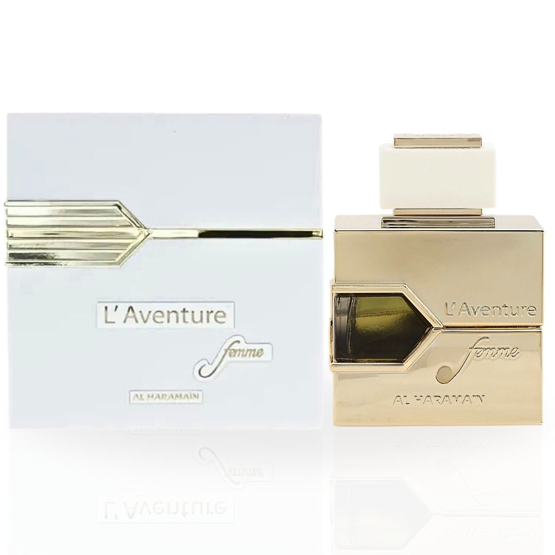 L'Aventure Femme EDP Spray 100ML (3.33 OZ) by Al Haramain | Long Lasting, Captivating, Luxurious Amber Vanilla Fragrance.