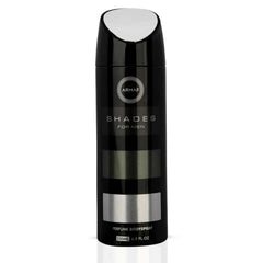 Armaf Shades deodorant spray 200ml bottle with sleek design, featuring the product label and cap.