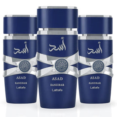 Asad Zanzibar  EDP Spray 100ML (3.4OZ) by Lattafa | Long Lasting, Embrace The Essence Of Rich Tropical Paradise. (PACK OF 3)