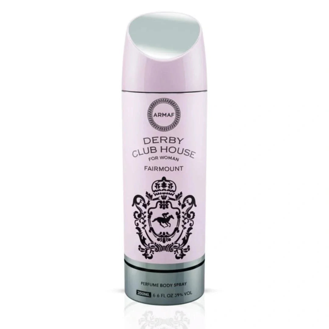 Armaf Derby Club House deodorant spray 200ml bottle, featuring sleek packaging and spray nozzle for freshening scent.