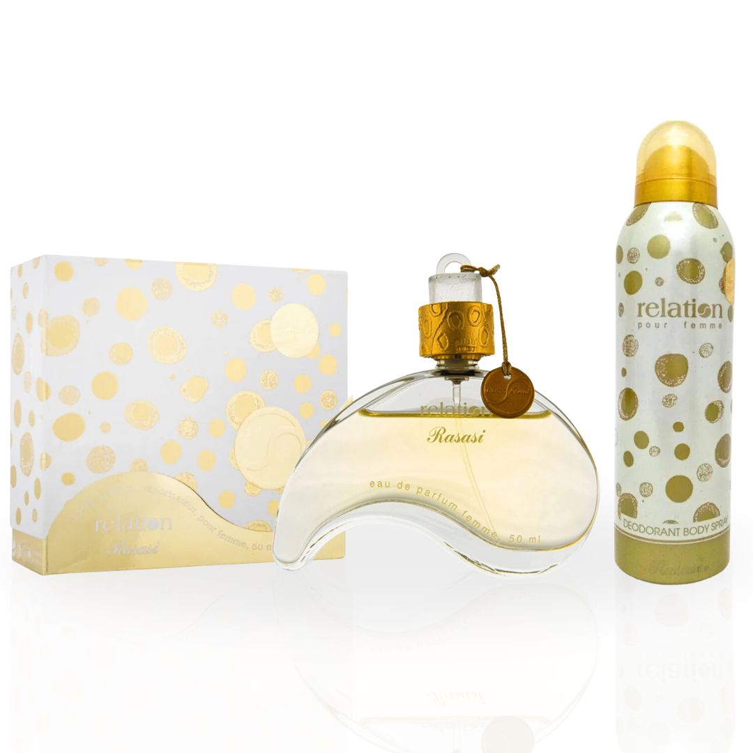 Relation for Women EDP Spray 50ML (1.7 OZ) & Deodorant 200ML (6.7 OZ) By Rasasi. (VALUE PACK)