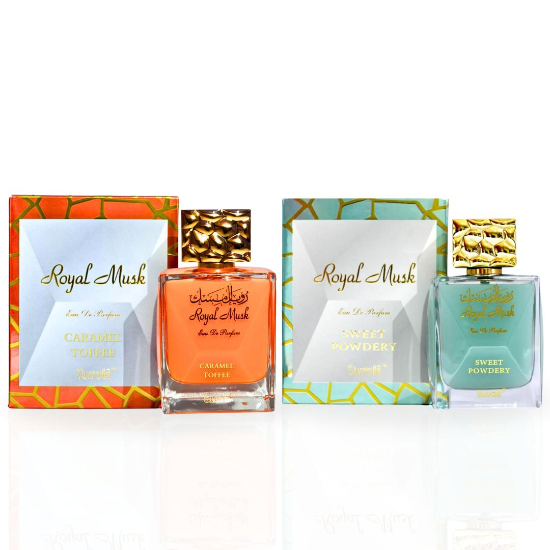 Royal Musk Caramel Toffee & Royal Musk Sweet Powdery - EDP Sprays 100ML (3.4 OZ) By SURRATI | Exquisite Fragrances. (ROYAL BUNDLE)