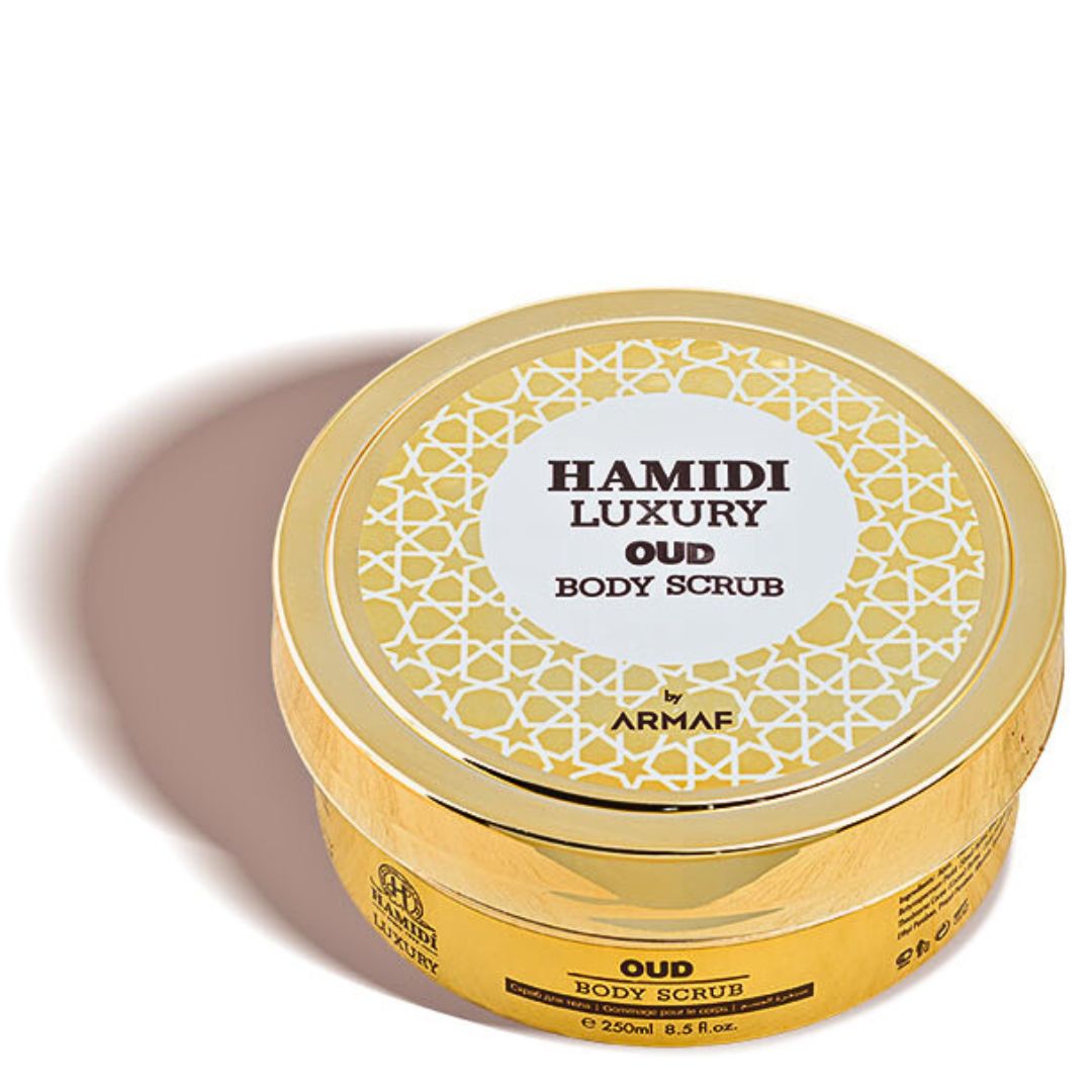 LUXURY OUD BODY SCRUB 250ML (8.4 OZ) By Hamidi | Gently Exfoliates For Soft & Smooth Skin, Naturally Derived Ingredients.