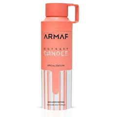Odyssey Candee deodorant spray by Armaf in 200ml bottle, with a sleek design and spray nozzle visible in the image.