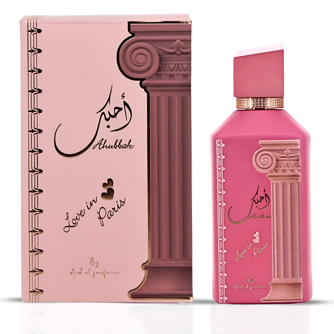 Ahubbak Love In Paris Eau De Parfum Spray 100ML (3.4 OZ) By Ard Al Zaafaran | A Delightful Fusion Of Tangy Fruits & Florals, Crowned With A Sweet Marshmallow Touch & Vanilla.