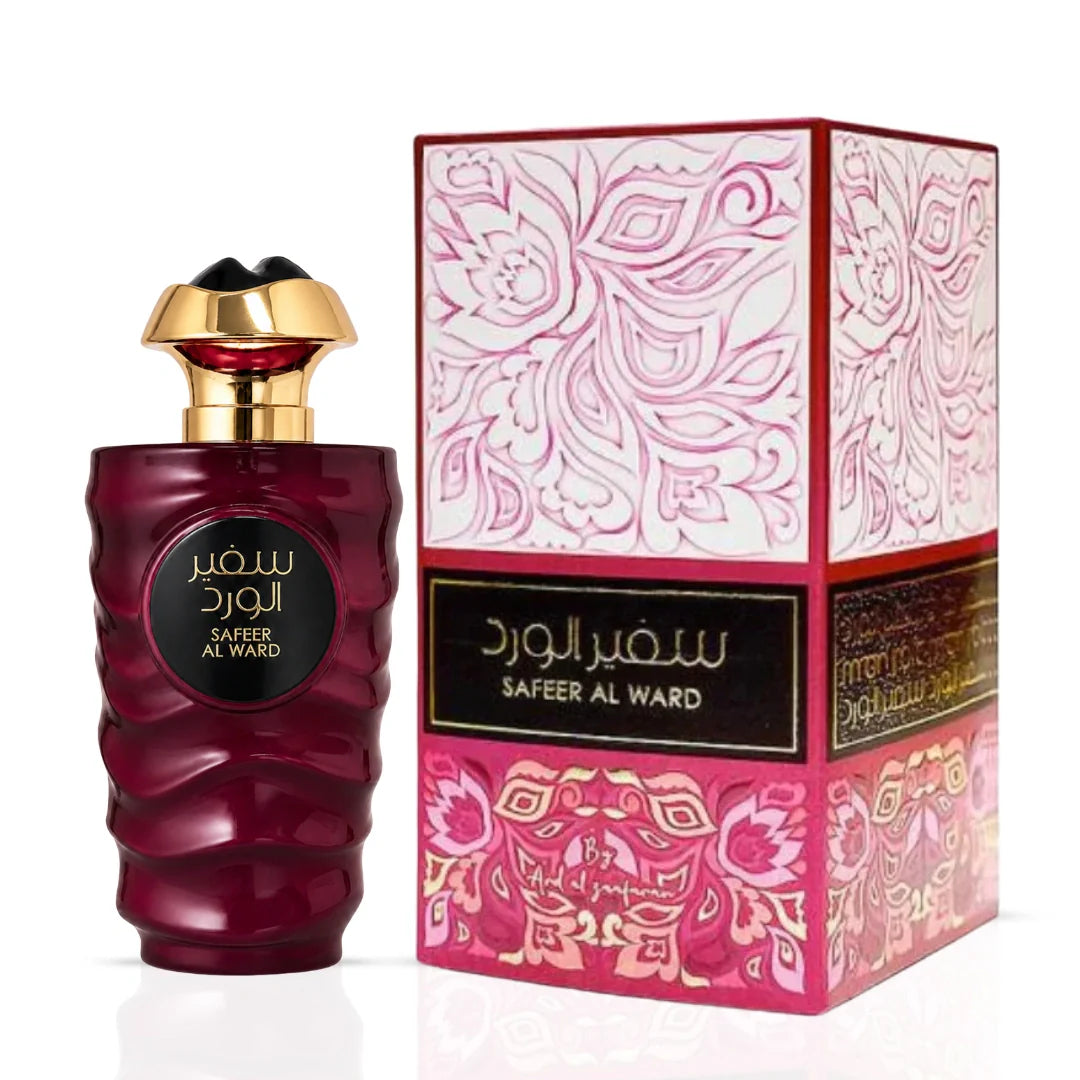 Safeer Al Ward Eau de Parfum spray by Ard Al Zaafaran, 100ml bottle, elegant design with floral and woody fragrance notes.