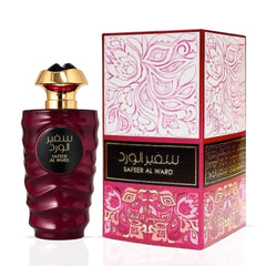 Safeer Al Ward Eau de Parfum spray by Ard Al Zaafaran, 100ml bottle, elegant design with floral and woody fragrance notes.