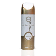 Armaf Club De Nuit Milestone deodorant spray 200ml, featuring sleek packaging and spray nozzle for freshening underarms.