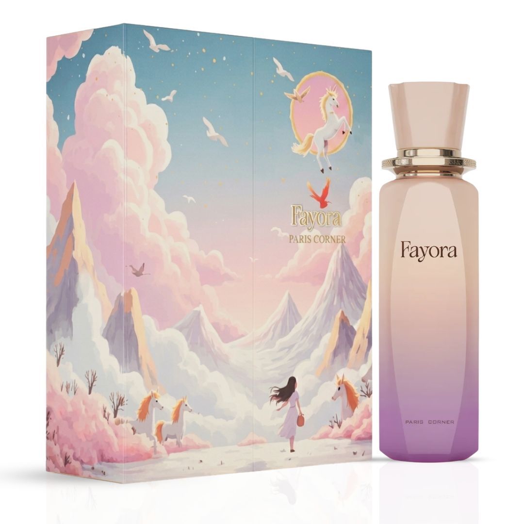 Fayora Eau de Parfum Spray by Paris Corner, 100ml bottle with elegant packaging and floral perfume design.