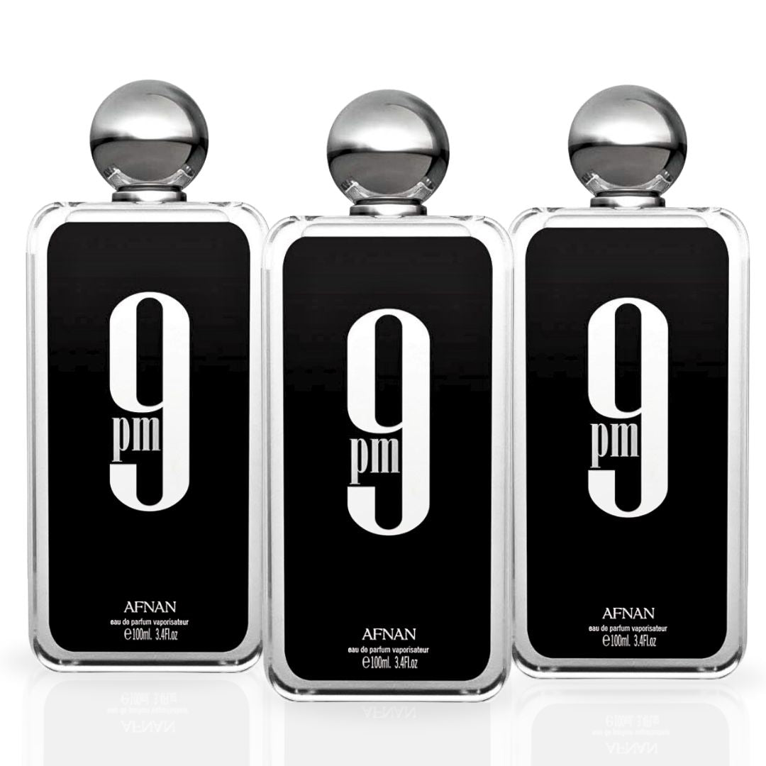 9pm EDP Spray 100ML (3.4OZ) By Afnan | Unlock your charm with this perfume for men. (PACK OF 3)