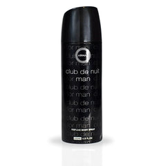 Armaf Club De Nuit Man perfumed body spray 200ml deodorant bottle with sleek design and spray nozzle.
