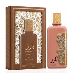 Barez Velvety Eau de Parfum spray by Ard Al Zaafaran, 100ml, featuring elegant bottle with velvety finish and floral design.