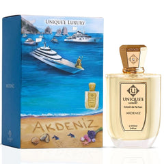 Unique'e Luxury Akdeniz Extrait de Parfum Spray 100ml bottle with elegant design, showcasing the luxury fragrance packaging