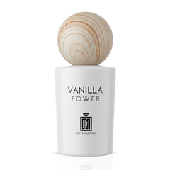 Aura Fragrances Vanilla Power Eau De Parfum spray bottle, 100ml (3.4 oz), with elegant packaging and a vanilla scent.