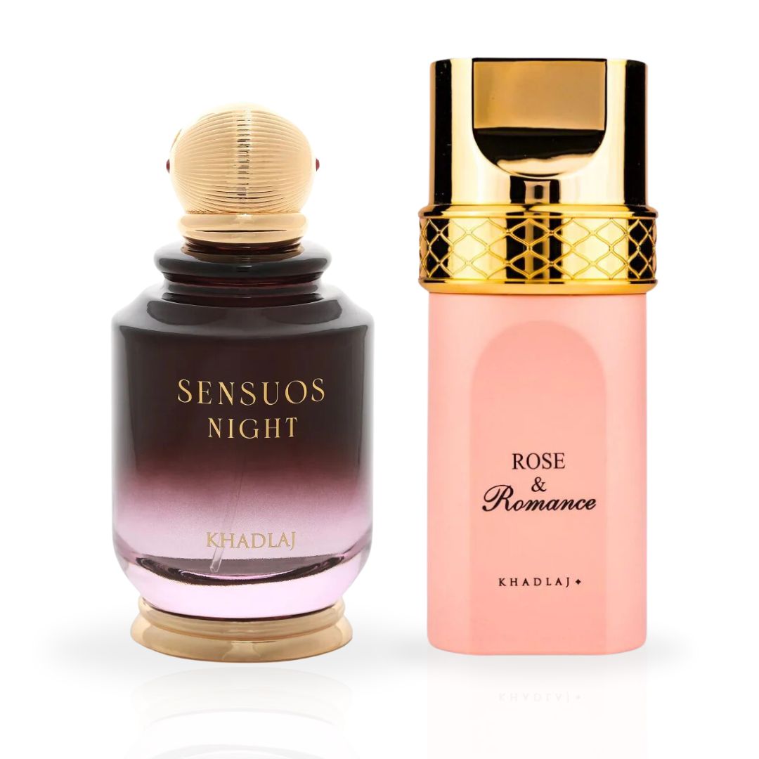 Rose & Romance Gold AND Sensuos Night - EDP Sprays 100ML (3.4 OZ) By Khadlaj | Experience The Allure Of These Fragrances. (BUNDLE)