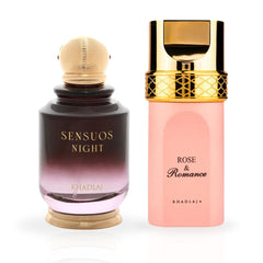 Rose & Romance Gold AND Sensuos Night - EDP Sprays 100ML (3.4 OZ) By Khadlaj | Experience The Allure Of These Fragrances. (BUNDLE)