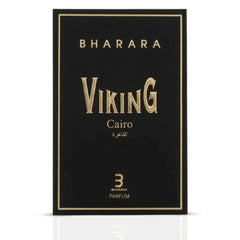 Bharara Viking Cairo Eau De Parfum spray 100ml bottle with intricate black and gold design, showcasing the Bharara brand.