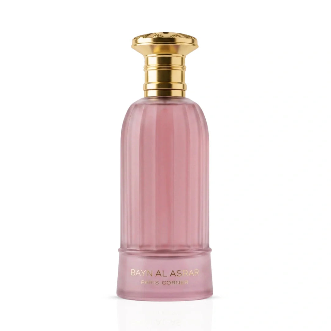 Bayn Al Asrar Eau de Parfum Spray by Paris Corner, 80ml, featuring a sleek bottle with elegant design and floral fragrance accents.