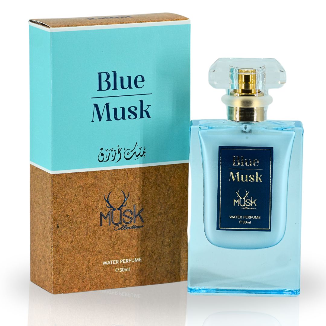 BLUE MUSK WATER PERFUME 30ML (1.01 OZ) By Hamidi | Indulge In Soothing Essence Of This Powdery Floral Fragrance.