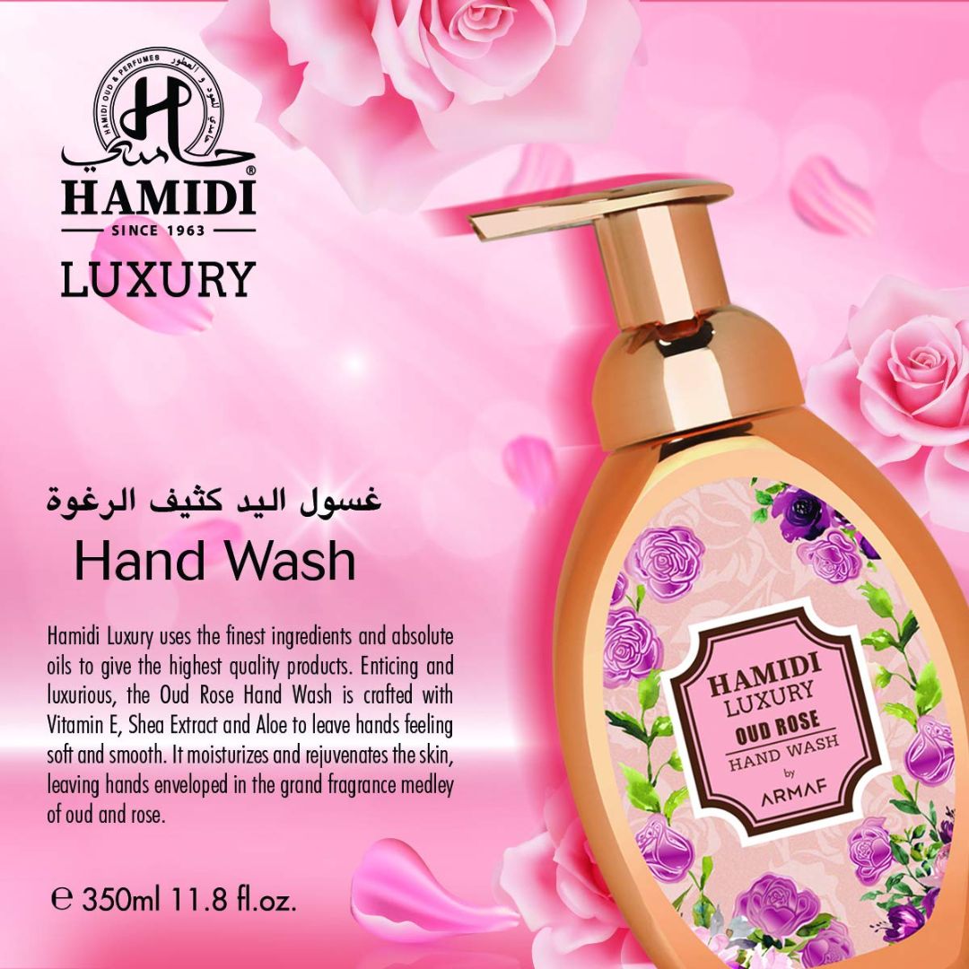 LUXURY OUD ROSE HAND WASH 350ML (11.9 OZ) By Hamidi | Enticing & Ultra Moisturizing, Rejuvenates The Skin.