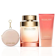 Michael Kors Wonderlust 3Pc Gift Set (3.4oz EDP Spray, 3.4oz Body Lotion, Round Purse)