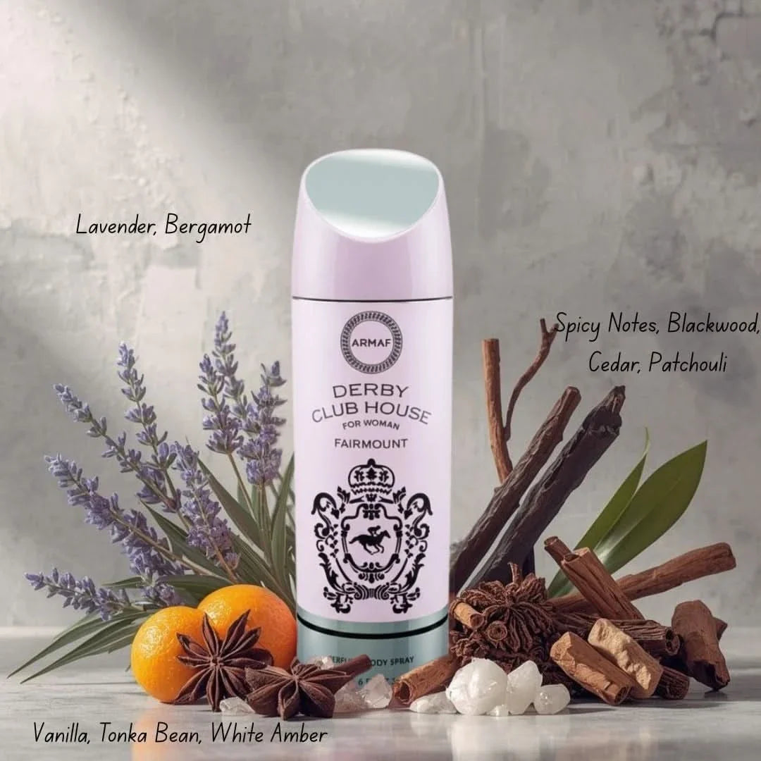 Armaf Derby Club House deodorant spray 200ml with sleek bottle design and spray nozzle, suitable for men’s freshening.