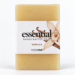 Handmade vanilla soap by Intense Oud, 150g, with smooth creamy texture and natural vanilla scent.