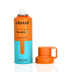 Odyssey Mandarin Sky limited edition deodorant spray by Armaf, 200ml bottle with sleek packaging and product label visible.