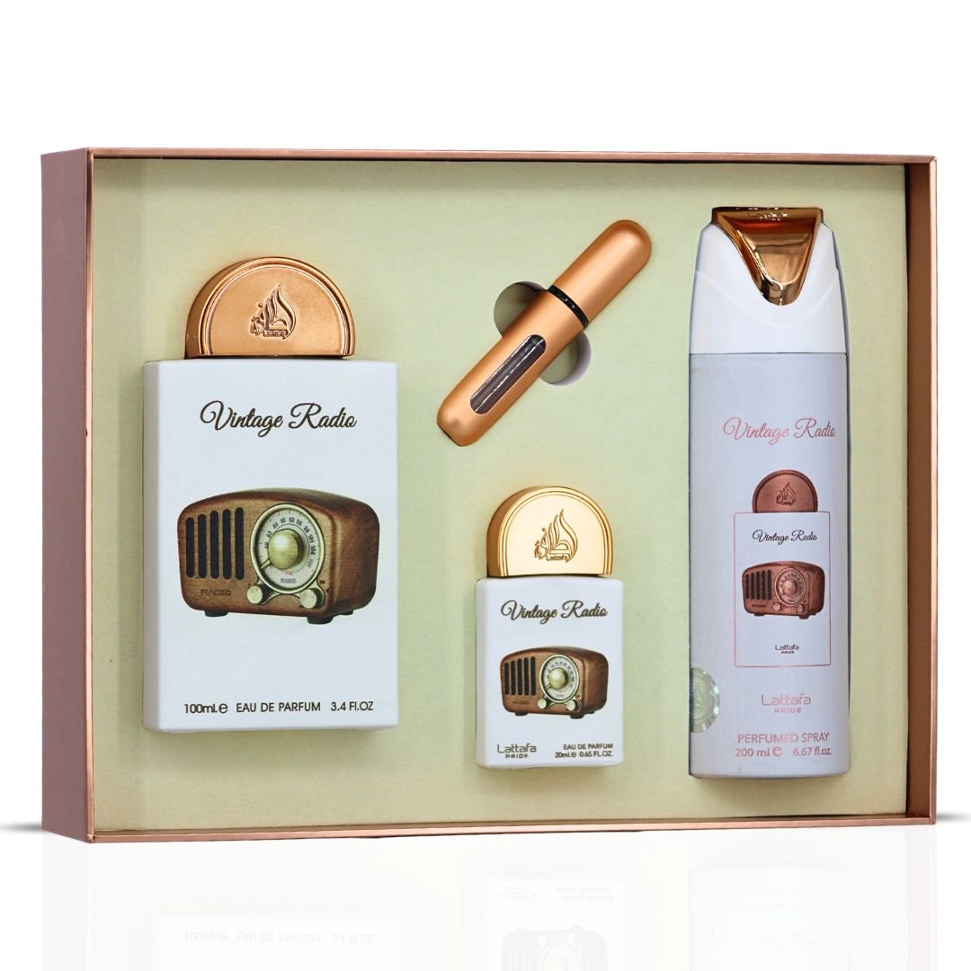 Lattafa Pride Vintage Radio 3-Piece Eau de Parfum Gift Set