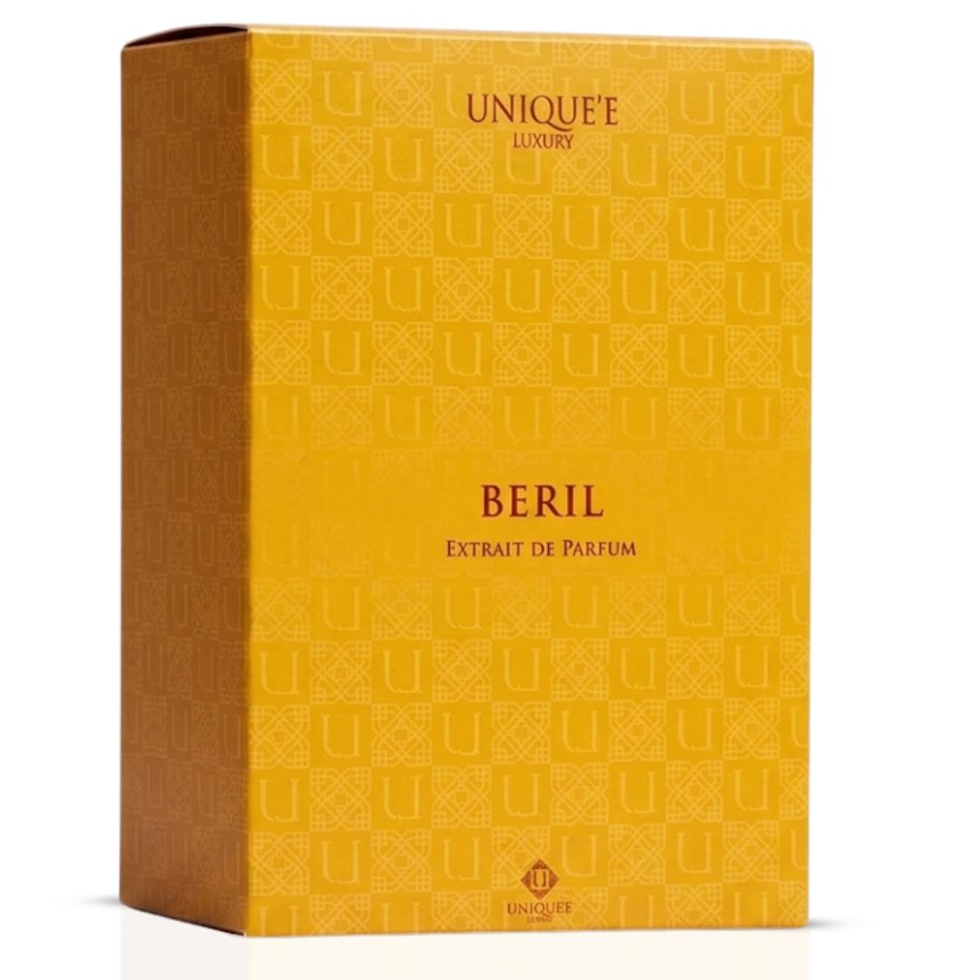 Beril Extrait de Parfum by Unique'e Luxury in 100ml spray bottle, showcasing elegant packaging of this EDP extrait de parfum.