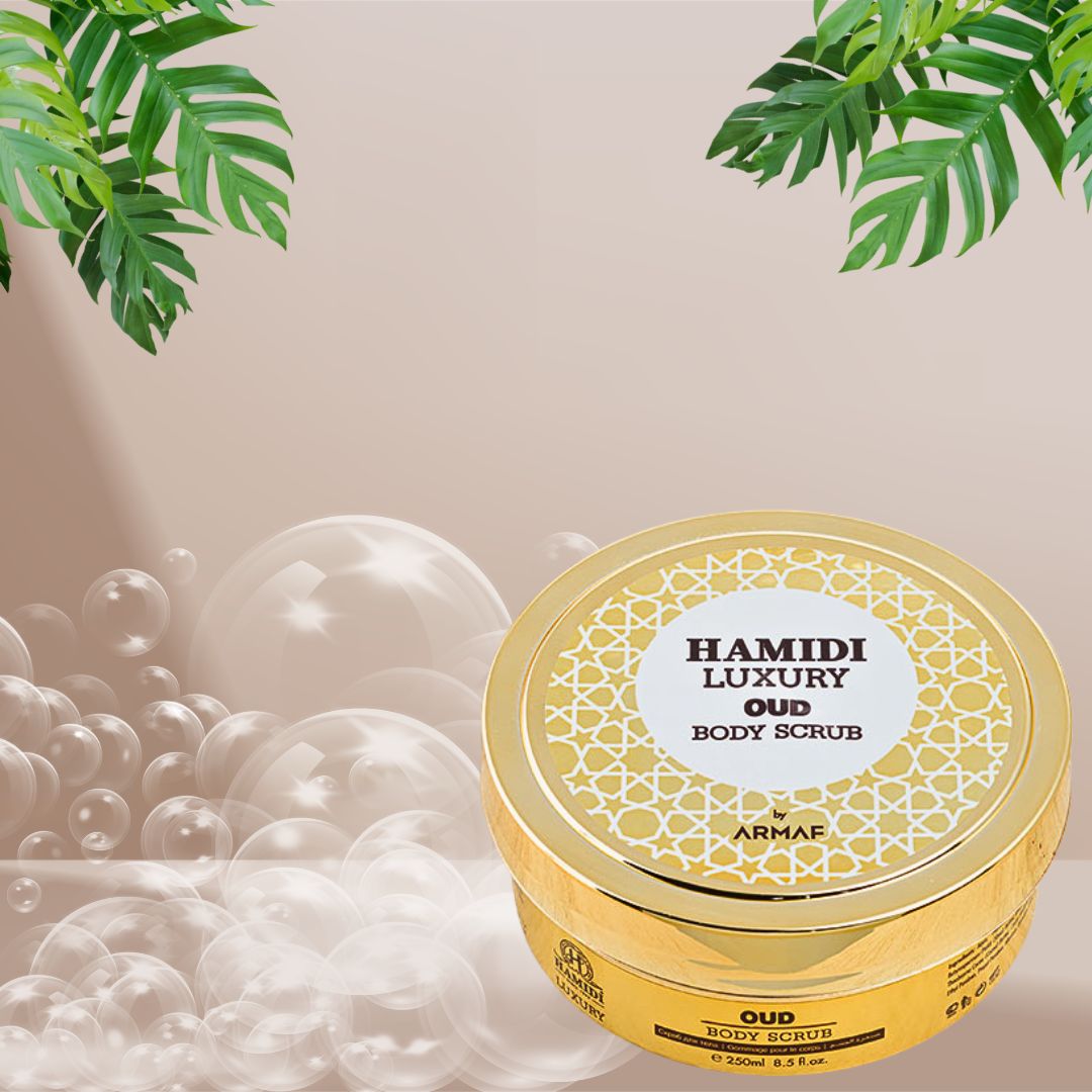 LUXURY OUD BODY SCRUB 250ML (8.4 OZ) By Hamidi | Gently Exfoliates For Soft & Smooth Skin, Naturally Derived Ingredients.