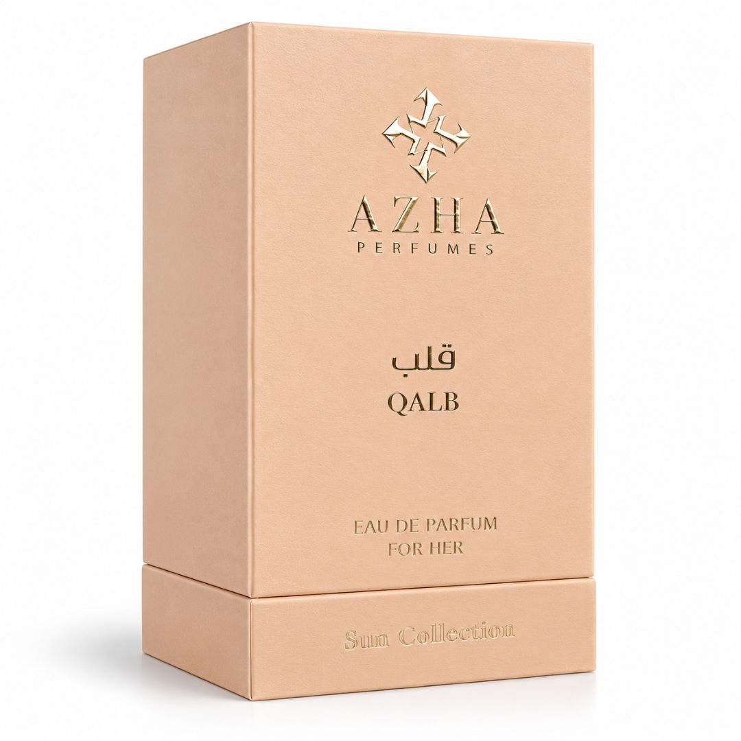 Azha Qalb Eau de Parfum Spray 100ml with elegant bottle, showcasing the luxurious fragrance design and packaging details.
