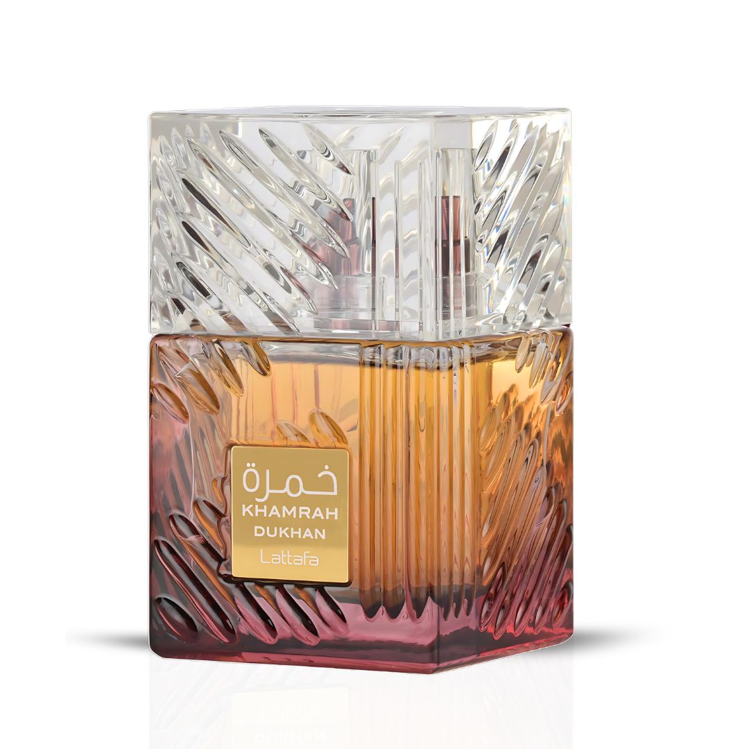 Khamrah Dukhan Eau De Parfum Spray 100ML (3.4 OZ) by Lattafa | A Fusion of Mandarin, Pimento & Amber, Creating an Exotic & Captivating Allure.