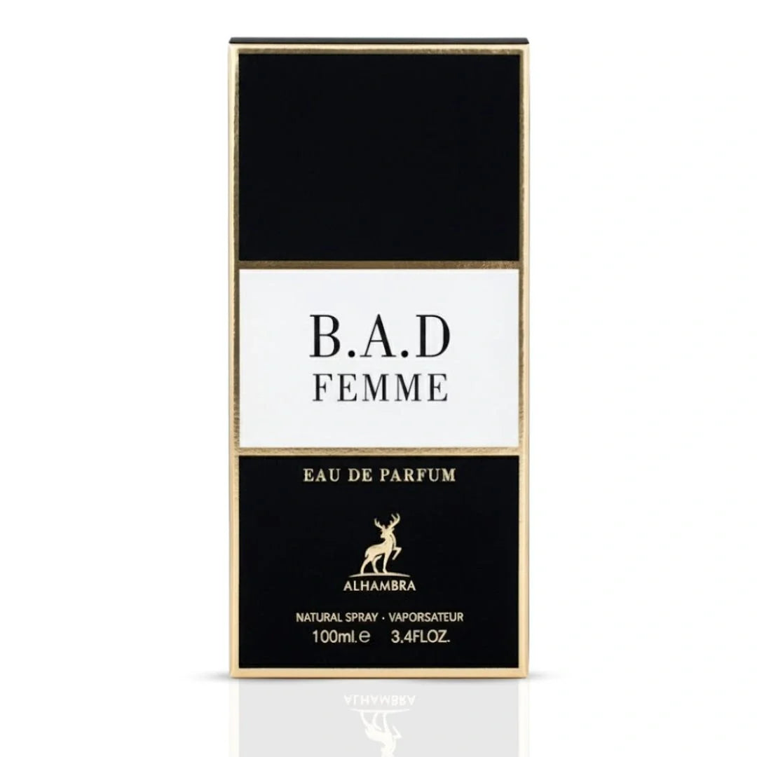 B.A.D. Femme Eau de Parfum Spray 100ml (3.4 oz) by Maison Alhambra - Intense Oud